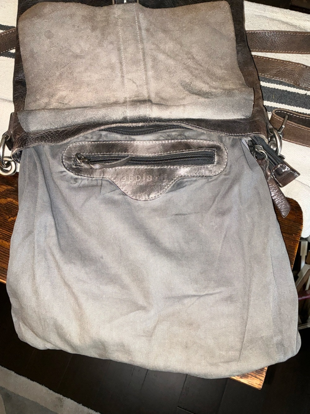 Bed Stu Jack Leather Crossbody Bag Black Rustic Retail $245 - Picture 14 of 15